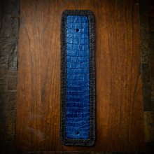 Load image into Gallery viewer, Front Fender Bib, Multiple Colors Of Alligator Print Leather, On Black Leather, Made To Fit Any Bike