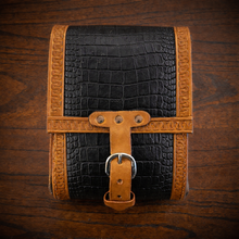 Load image into Gallery viewer, Sissy Bar Bag - Alligator Print Leather, On Indian Tan Leather