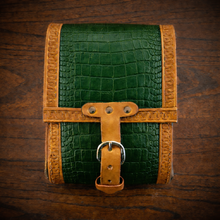 Load image into Gallery viewer, Sissy Bar Bag - Alligator Print Leather, On Indian Tan Leather
