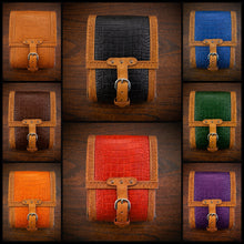 Load image into Gallery viewer, Sissy Bar Bag - Alligator Print Leather, On Indian Tan Leather