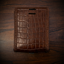 Load image into Gallery viewer, Rear Crash Bar Bag - Alligator Print Leather, On Brown Leather