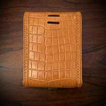 Load image into Gallery viewer, Sissy Bar Bag - Alligator Print Leather, On Indian Tan Leather