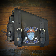 Load image into Gallery viewer, Swingarm Bag With Fuel Can Holder - Fits Harley Davidson Softail Models, Custom Art, Black