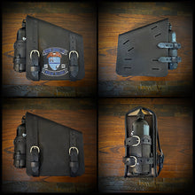 Load image into Gallery viewer, Swingarm Bag With Fuel Can Holder - Fits Harley Davidson Softail Models, Custom Art, Black