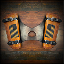 Load image into Gallery viewer, Heat Shield for Indian Scout motorcycle - Double Pouch - Custom Art Tan &amp; Black
