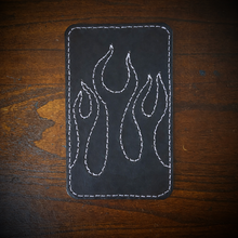 Load image into Gallery viewer, Front Fender Bib, Stitched Flames, Multiple Colors Of Thread Available, Made To Fit Any Bike