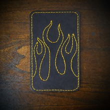 Load image into Gallery viewer, Front Fender Bib, Stitched Flames, Multiple Colors Of Thread Available, Made To Fit Any Bike