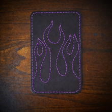 Load image into Gallery viewer, Front Fender Bib, Stitched Flames, Multiple Colors Of Thread Available, Made To Fit Any Bike