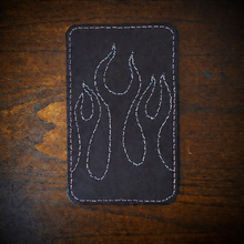 Load image into Gallery viewer, Front Fender Bib, Stitched Flames, Multiple Colors Of Thread Available, Made To Fit Any Bike