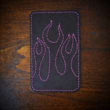 Load image into Gallery viewer, Front Fender Bib, Stitched Flames, Multiple Colors Of Thread Available, Made To Fit Any Bike