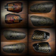 Load image into Gallery viewer, Handlebar Hand Guards Black, Custom Art, send us your hand guards we will cover them in leather
