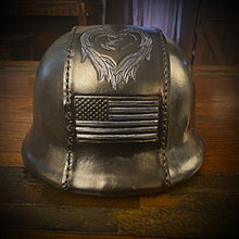 Load image into Gallery viewer, German Style Motorcycle Helmet with Custom Art - size Medium