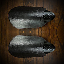 Load image into Gallery viewer, Leather Covered Handlebar Hand Guards Custom Colors Alligator Print