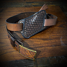 Load image into Gallery viewer, The Gentlemen, Damascus Steel Fixed Blade Knife Rose Wood &amp; Micarta Handle, With Sheath (Ships Now)