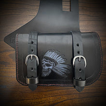 Load image into Gallery viewer, Heat Shield - Flying Native Skull, Black, Double Pouch, Fits Indian Chief, Chieftain, Springfield, Vintage and Roadmaster
