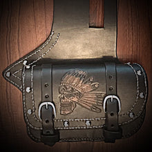 Load image into Gallery viewer, Heat Shield - Custom Art, Double Pouch, Metal Studs, &amp; Suede Backing, You Choose the Color of Stitching- Fits Indian Chief, Chieftain, Springfield and Roadmaster