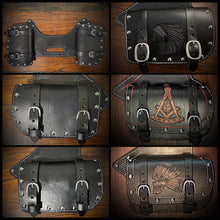 Load image into Gallery viewer, Heat Shield - Custom Art, Double Pouch, Metal Studs, &amp; Suede Backing, You Choose the Color of Stitching- Fits Indian Chief, Chieftain, Springfield and Roadmaster