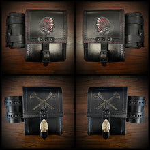 Load image into Gallery viewer, Rear Crash Bar Bag w/ Fuel Bottle/Cup Holder - Custom Art, Black