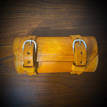 Load image into Gallery viewer, Tool bag for Motorcycle - Chopper Style, with Edge Decoration, Small, Custom Art, Indian Tan