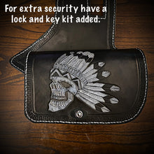 Load image into Gallery viewer, Heat Shield - Flying Native Skull, Black, Double Pouch, Fits Indian Chief, Chieftain, Springfield, Vintage and Roadmaster