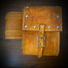 Load image into Gallery viewer, Rear Crash Bar Bag w/ Fuel Bottle/Cupholder - W/ Dome Studs, No Art, Indian Tan