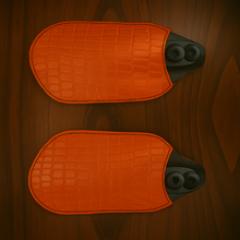 Load image into Gallery viewer, Leather Covered Handlebar Hand Guards Custom Colors Alligator Print