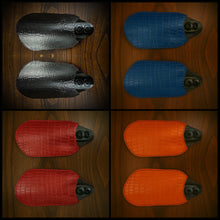 Load image into Gallery viewer, Leather Covered Handlebar Hand Guards Custom Colors Alligator Print