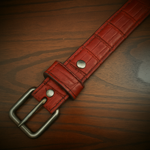 Load image into Gallery viewer, Leather Belt - American Alligator, Red