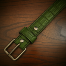 Load image into Gallery viewer, Leather Belt - American Alligator, Green