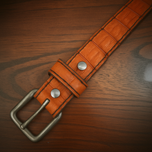 Load image into Gallery viewer, Leather Belt - American Alligator, Orange