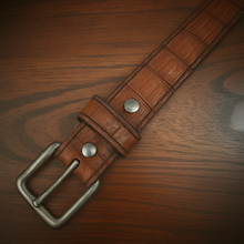 Load image into Gallery viewer, Leather Belt - American Alligator, Tan