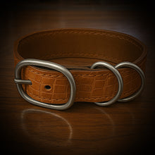 Load image into Gallery viewer, Dog Collar with Genuine Tan Alligator leather
