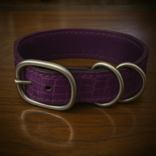 Load image into Gallery viewer, Dog Collar with Purple Alligator Print