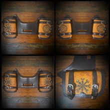 Load image into Gallery viewer, Heat Shield - Custom Art, double Pouch, fits Indian Chief, Chieftain, Springfield and Roadmaster 2 Tone Leather