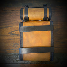 Load image into Gallery viewer, Motorcycle Luggage Rack Bag with Detachable Tool Bag, Custom Art Black &amp; Indian Tan