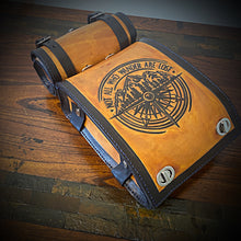 Load image into Gallery viewer, Motorcycle Luggage Rack Bag with Detachable Tool Bag, Custom Art Black &amp; Indian Tan
