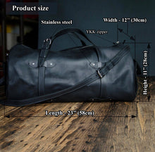 Load image into Gallery viewer, Leather Duffel Bag, Black