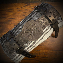 Load image into Gallery viewer, Bedroll for Motorcycles - Outlaw Bandit Skull and Celtic Weave Art, Black