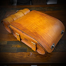 Load image into Gallery viewer, Motorcycle Luggage Rack Bag with Detachable Tool Bag, Custom Art, Indian Tan