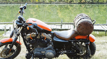 Load image into Gallery viewer, Leather Motorcycle Duffel Bag Distressed Black &amp; Brown