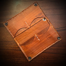 Load image into Gallery viewer, Long Biker Exotic Leather Wallet with Chain - Genuine Elephant Leather, Indian Tan, White Stitching