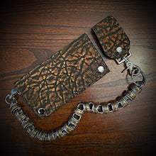 Load image into Gallery viewer, Long Biker Exotic Leather Wallet with Chain - Genuine Elephant Leather