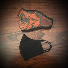 Load image into Gallery viewer, Leather Face Mask with Skull Art, Regular Face Mask Included