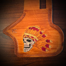 Load image into Gallery viewer, Heat Shield, Flying Indian Skull, Indian Tan - Fits Indian Chief, Chieftain, Springfield, Vintage and Roadmaster, Red Accents
