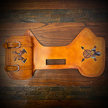 Load image into Gallery viewer, Heat Shield - Tomahawks &amp; Dreamcatcher, Indian Tan, With Pouch, Fits Indian Chief, Chieftain, Springfield, Vintage and Roadmaster