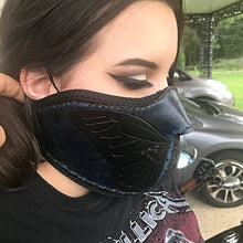 Load image into Gallery viewer, Leather Face Mask with Butterfly Art, Regular Face Mask Included