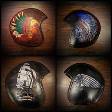 Load image into Gallery viewer, Open Face Helmet, send me your favorite helmet, I’ll cover it in leather