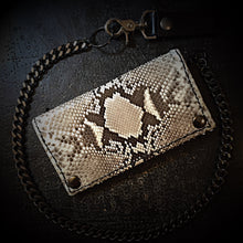 Load image into Gallery viewer, Long Biker Exotic Leather Wallet with Chain - Genuine Python