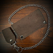 Load image into Gallery viewer, Long Biker Exotic Leather Wallet with Chain - Genuine Hippopotamus - Brown