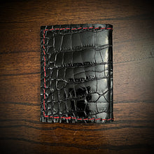 Load image into Gallery viewer, Minimalist Wallet, Genuine Alligator Red Stitching
